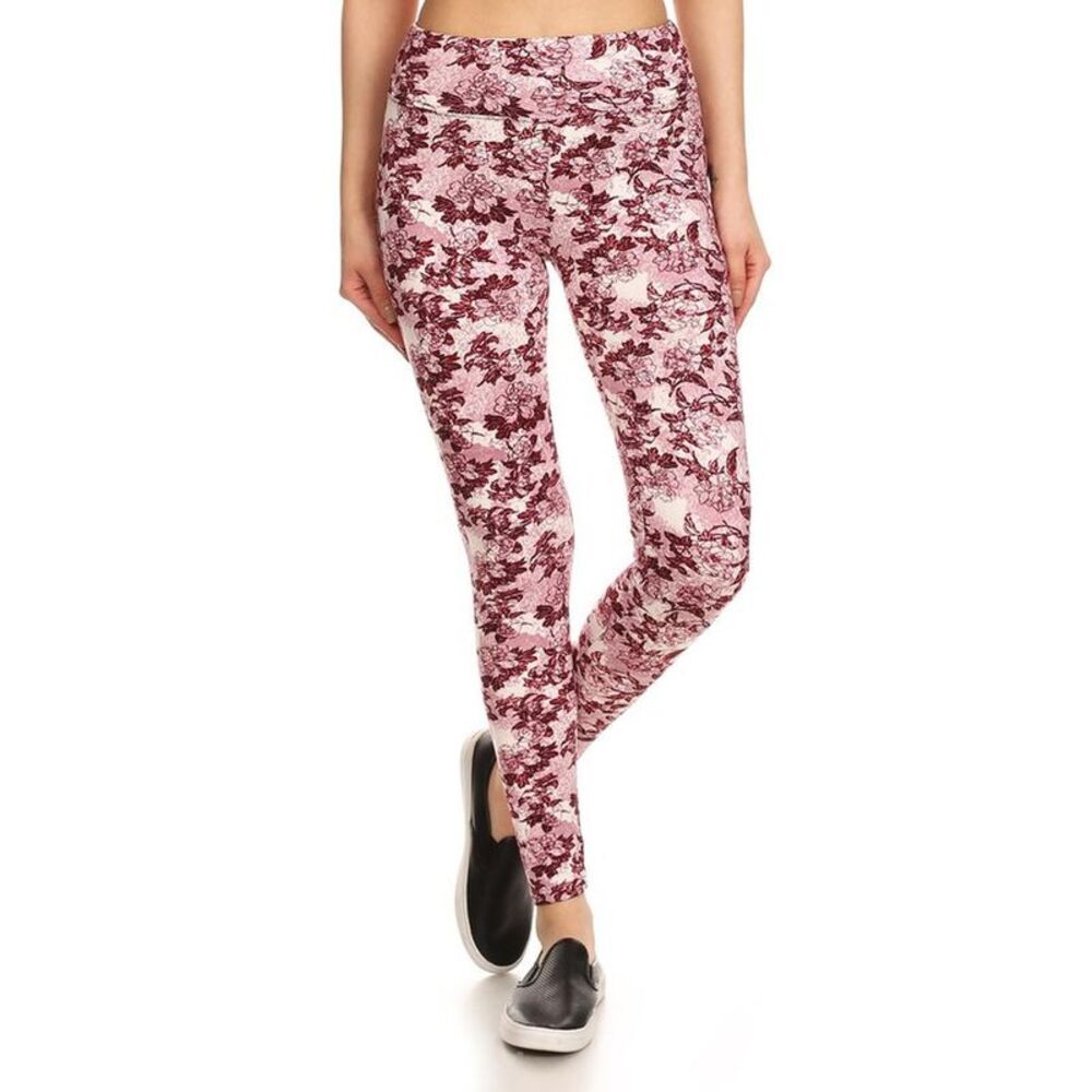 World of Leggings Brushed High Waisted Rosetta Rose Sport Leggings